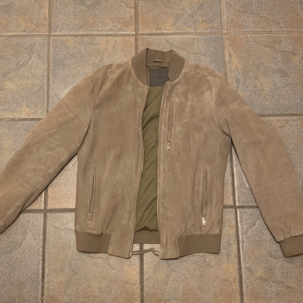 AllSaints Kemble Suede Bomber Jacket.